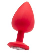 Красная анальная пробка OUCH! Extra Large Diamond Butt Plug с кристаллом - 9,3 см., цвет красный - Shots Media