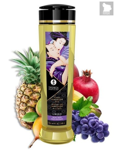Массажное масло Libido Exotic Fruits с ароматом экзотических фруктов - 240 мл. - Shunga Erotic Art