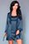 Роскошный ночной комплект Jacqueline: пеньюар, сорочка и трусики-стринги, цвет синий, размер L-XL - Livia Corsetti