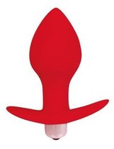 Красная коническая анальная вибровтулка с ограничителем - 8 см., цвет красный - Bior toys