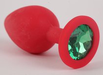 Пробка силиконовая красная с зеленым стразом 9,5х4см 47155-1-MM