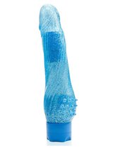 Голубой водонепроницаемый вибратор JELLY JOY ROUGH RIDGES MULTISPEED VIBE - 18 см, цвет голубой - Dream toys