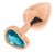Золотистая анальная пробка OYO с голубым кристаллом-сердцем - 7,3 см., цвет голубой - Oyo