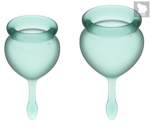 Набор темно-зеленых менструальных чаш Feel good Menstrual Cup, цвет зеленый - Satisfyer