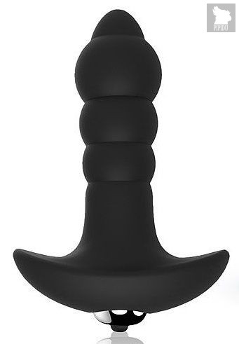 Черный спиралевидный анальный вибромассажер, цвет черный - Bioritm