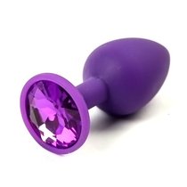 Анальная пробка Silicone Purple 2.8 с кристаллом, цвет сиреневый/фиолетовый - Luxurious Tail