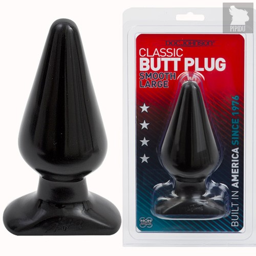 Анальная пробка Butt Plugs Smooth Classic Large - 14 см, цвет черный - Doc Johnson