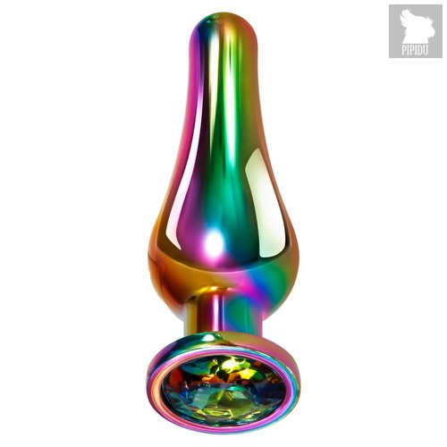 Радужная металлическая пробка Rainbow Metal Plug Medium - 11,1 см., цвет разноцветный - Evolved