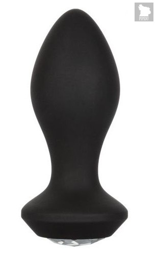 Черная анальная пробка с вибрацией и кристаллом Power Gem Vibrating Crystal Probe - 10,75 см., цвет черный - California Exotic Novelties