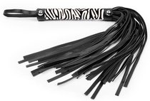 Черная многохвостовая плеть с круглой ручкой-зеброй - 39 см., цвет черный - Bioritm