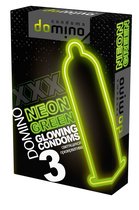 Презервативы DOMINO Neon Green со светящимся в темноте кончиком - 3 шт. - LUXLITE