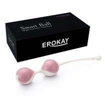 Бело-розовые вагинальные шарики Erokay, цвет белый - Eroplant