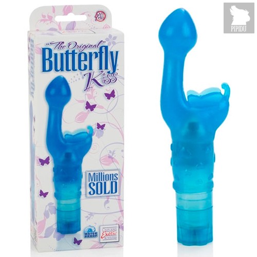 Вибратор Butterfly Kiss Vibes, цвет голубой - California Exotic Novelties