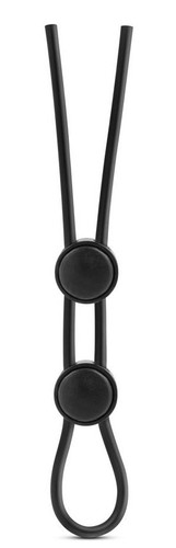 Черное двойное эрекционное лассо Silicone Double Loop Cock Ring, цвет черный - Blush Novelties