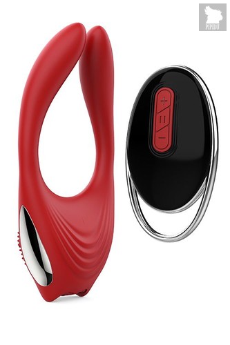 Красное эрекционное кольцо EROS с пультом ДУ, цвет красный - Dream toys