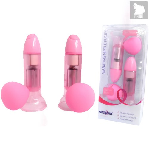 Виброприсоски-стимуляторы Vibrating Nipple Pumps - Pink, цвет розовый - Seven Creations