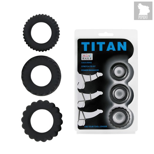 Набор Titan из 3 эрекционных колец, имитирующих автомобильные шины - Baile