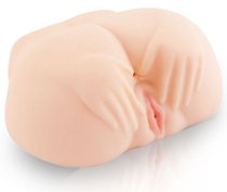 Тугие анус и вагина с вибрацией, цвет телесный - Toyfa