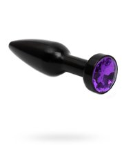 Чёрная удлинённая пробка с фиолетовым кристаллом - 11,2 см, цвет черный - 4sexdreaM