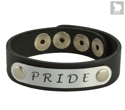 Кожаный браслет PRIDE, цвет серебряный/черный - Sitabella