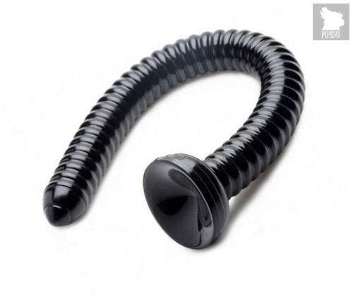 Черный анальный стимулятор-гигант Hosed Ribbed Anal Snake Dildo - 50,8 см., цвет черный - XR Brands
