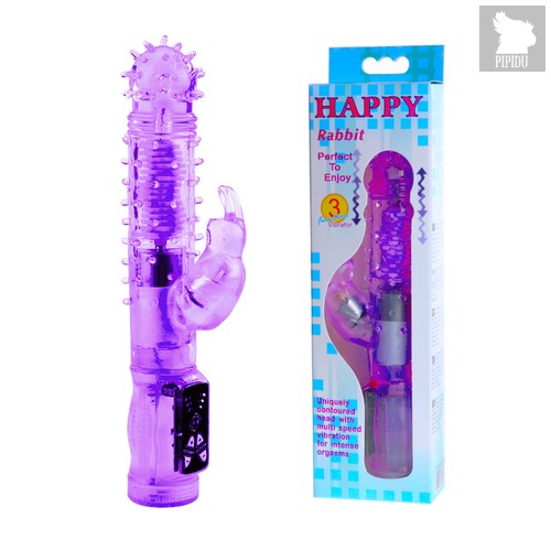 Фиолетовый хай-тек вибратор Happy Bunny - 22,5 см - Baile