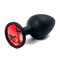 Анальная пробка Silicone Black 3.5 с кристаллом, цвет красный - Luxurious Tail