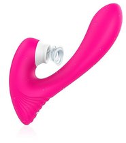 Ярко-розовый клиторальный стимулятор DAWN с вагинальным отростком, цвет розовый - S-hande