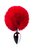Серебристая анальная втулка TOYFA Metal с красным хвостиком, цвет красный - Toyfa