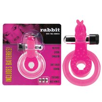 Эрекционное кольцо с вибратором *Кролик*, цвет розовый - Seven Creations