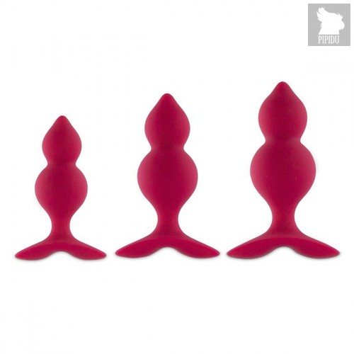 Набор из трех розовых анальный пробок Bibi Twin Butt Plug Set, цвет розовый - FeelzToys
