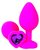 Розовая силиконовая пробка с фиолетовым кристаллом-сердцем - 8,5 см., цвет фиолетовый - Vandersex