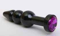 Чёрная анальная ёлочка с фиолетовым кристаллом - 11,2 см, цвет черный - 4sexdreaM