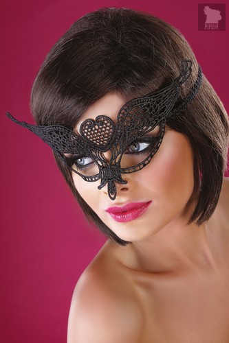 Ажурная маска с сердечком по центру, цвет черный, размер OS - Livia Corsetti