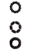 Набор из 3 чёрных эрекционных колец MENZSTUFF STRETCHY COCK RINGS, цвет черный - Dream toys