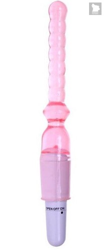 Тонкий розовый вибратор для анальной стимуляции - 25 см, цвет розовый - Baile