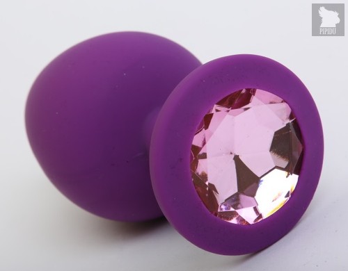 Фиолетовая силиконовая пробка с розовым стразом - 9,5 см, цвет фиолетовый - 4sexdreaM