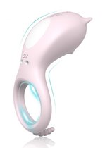 Нежно-розовое эрекционное кольцо CORA с вибрацией, цвет розовый - S-hande
