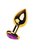 Золотистый анальный плаг с фиолетовым кристаллом-сердцем - 8 см, цвет фиолетовый - Toyfa