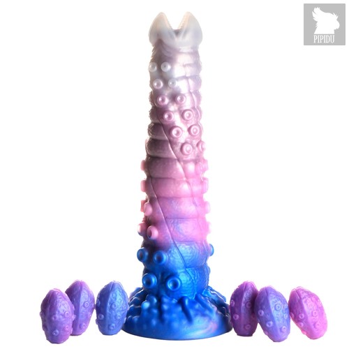 Фантазийный фаллоимитатор Tenta-Queen Ovipositor Silicone Dildo with Eggs - 29,2 см., цвет разноцветный - XR Brands