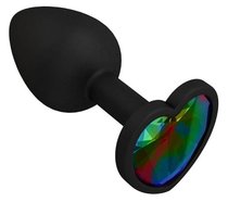 Черная силиконовая пробка с радужным кристаллом - 7,3 см., цвет разноцветный - МиФ