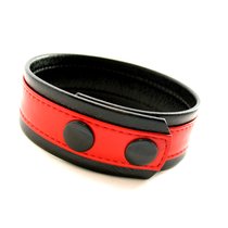 Кожаный браслет на бицепс, цвет красный/черный - Lucom