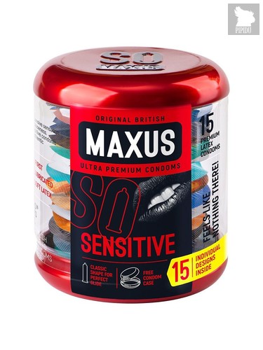 Ультратонкие презервативы в металлическом кейсе MAXUS Sensitive - 15 шт. - maxus