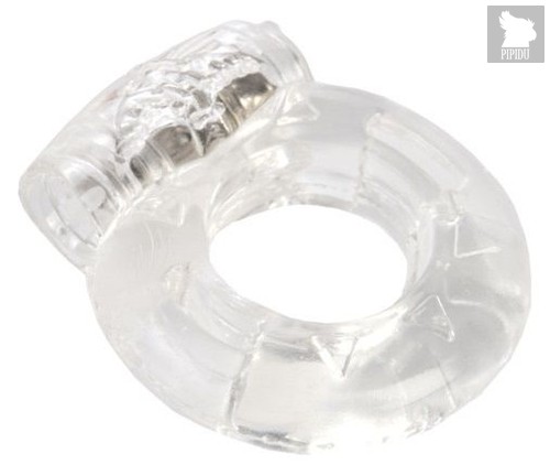 Толстое прозрачное эрекционное кольцо с вибратором, цвет прозрачный - Toyfa