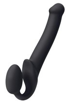 Черный безремневой страпон Silicone Bendable Strap-On - size M, цвет черный - Strap-on-me