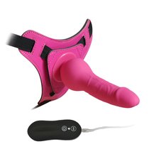 Розовый страпон 10 Mode Vibrations 6.3" Harness Silicone Dildo - 15,5 см., цвет розовый - Howells