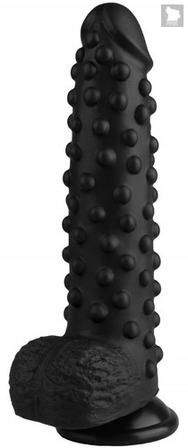 Черный анальный фаллоимитатор с пупырышками - 23,5 см., цвет черный - МиФ
