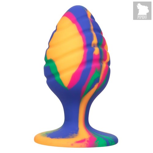 Яркая анальная пробка Cheeky Large Swirl Tie-Dye Plug - 9 см., цвет разноцветный - California Exotic Novelties