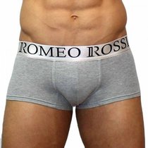 Хлопковые трусы-боксеры с надписью на резинке, цвет светло-серый, 3XL - Romeo Rossi