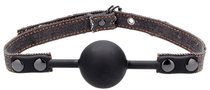 Черный кляп-шарик With Roughend Denim Straps с черными джинсовыми ремешками, цвет черный - Shots Media